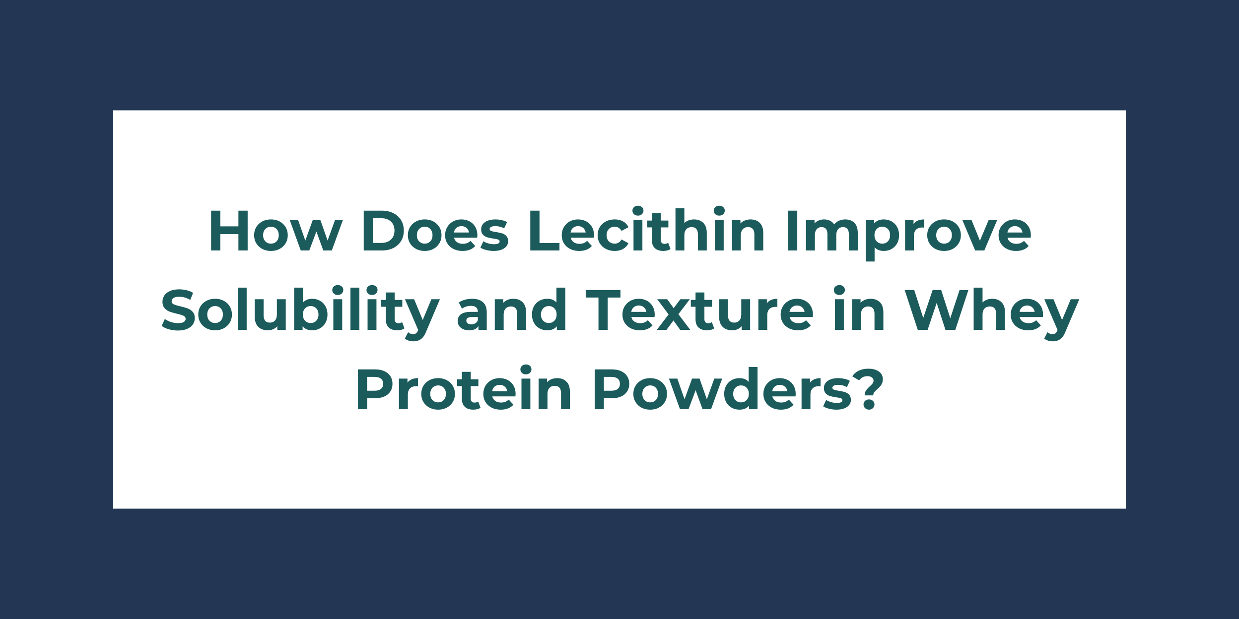 How Does Lecithin Improve Solubility and Texture in Whey Protein Powders?